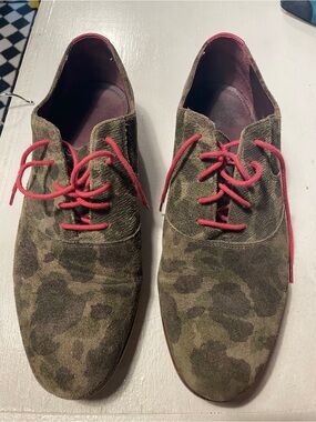Ted Baker Men's Camouflage Suede Derby Shoes with Red Laces